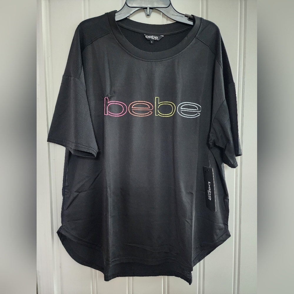 BeBe Sportswear activity shirt shortsleeved top logo style women size large new